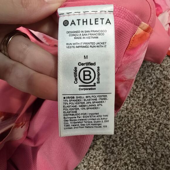 Women's Athleta Pink Floral "Run With It Printed Jacket" | Size Medium - Picture 12 of 12